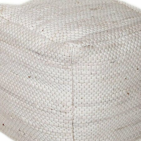 Homeroots 16 x 16 x 16 in. Chic Chunky White Textured Pouf 383105